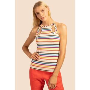Trina Turk Flora Vista Stripe Tank Top Cut Out Back Multicolor XS NWT